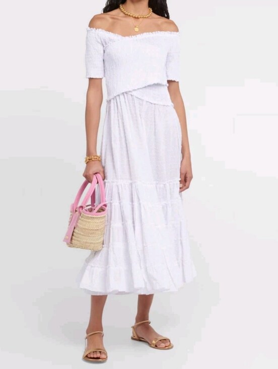 Poupette St. Barth Dresses & Skirts - Poupette St Barth Soledad Smocked Midi Dress XS White